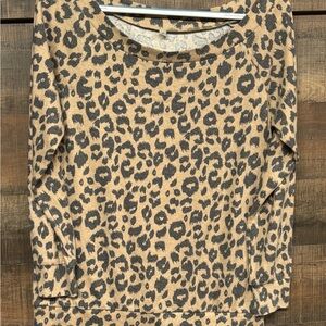 Leopard Print Long Sleeve Women's Top Size Small